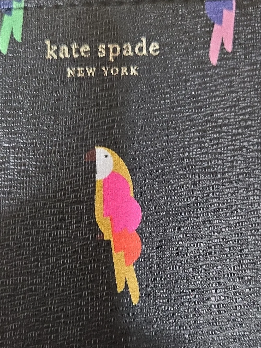 kate spade Black Parrot Print Wristlet Pouch